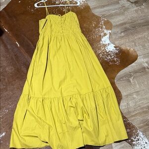 Skies Are Blue Chartreuse Smocked Bodice lMidi Sundress
